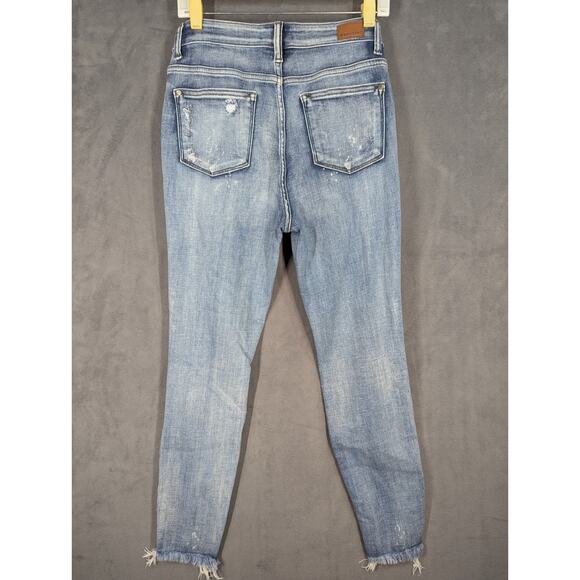 Judy Blue Jeans Womens 9/29 Blue Skinny Fit Stretch Distressed Denim - Picture 12 of 13